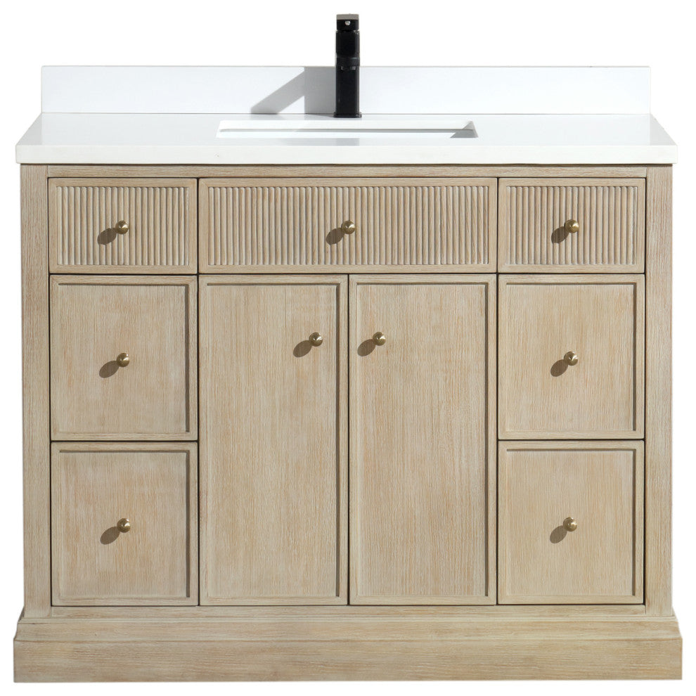 Redondo Bathroom Vanity, Ash Oak, 42", Single Sink, Freestanding