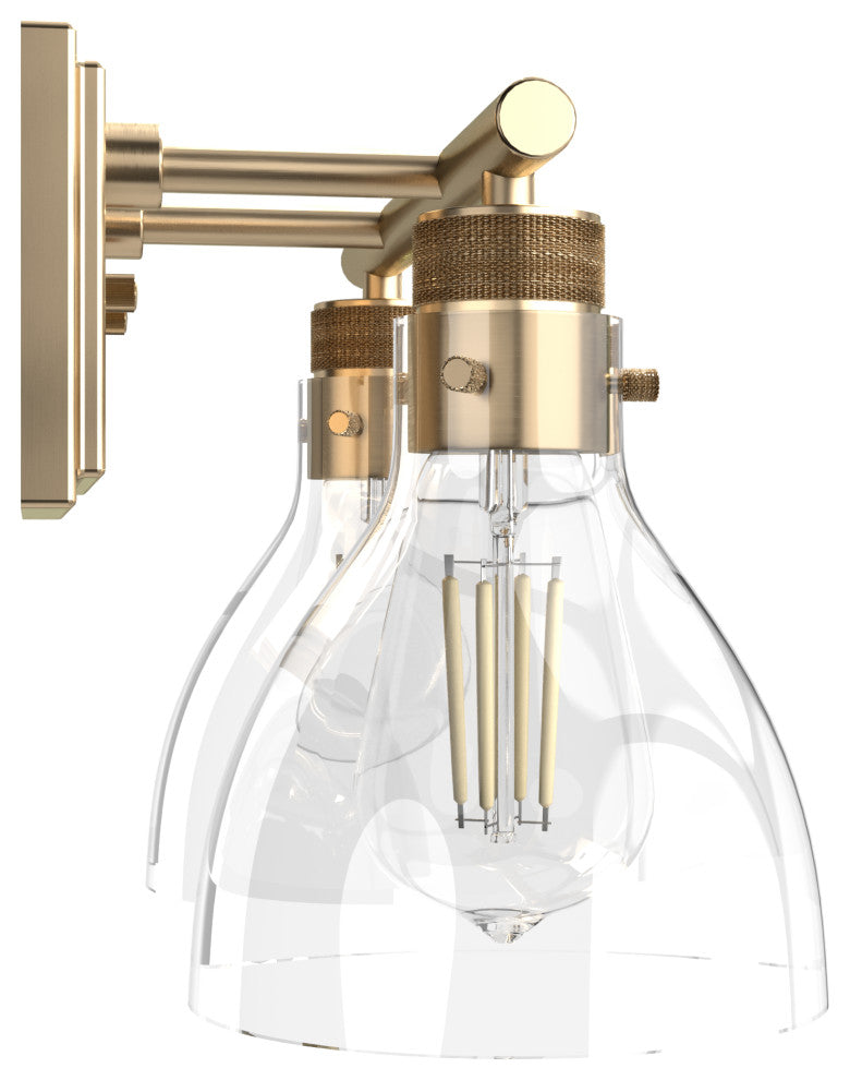 Van Nuys Alturas Gold With Clear Glass 2 Light Vanity Wall