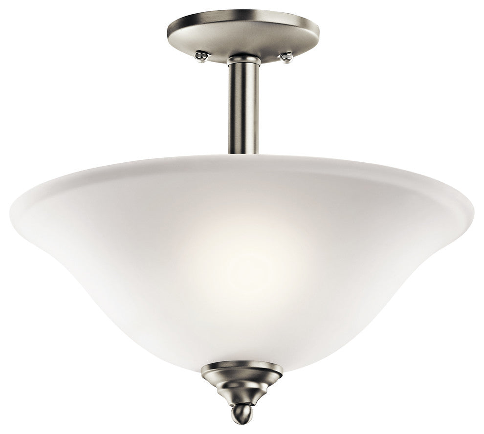 Pendant/Semi Flush 2-Light, Brushed Nickel, Satin Etched Glass, Standard