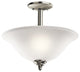 Pendant/Semi Flush 2-Light, Brushed Nickel, Satin Etched Glass, Standard