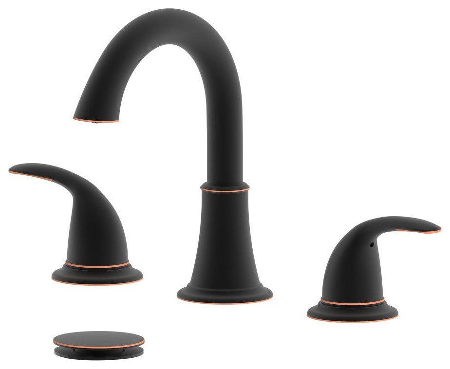 Karmel Double Handle Oil Rubbed Bronze Faucet, Drain Assembly Without Overflow