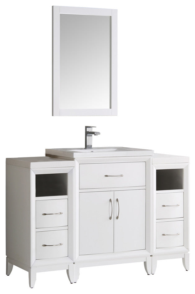 Fresca Cambridge 48" White Traditional Bathroom Vanity With Mirror
