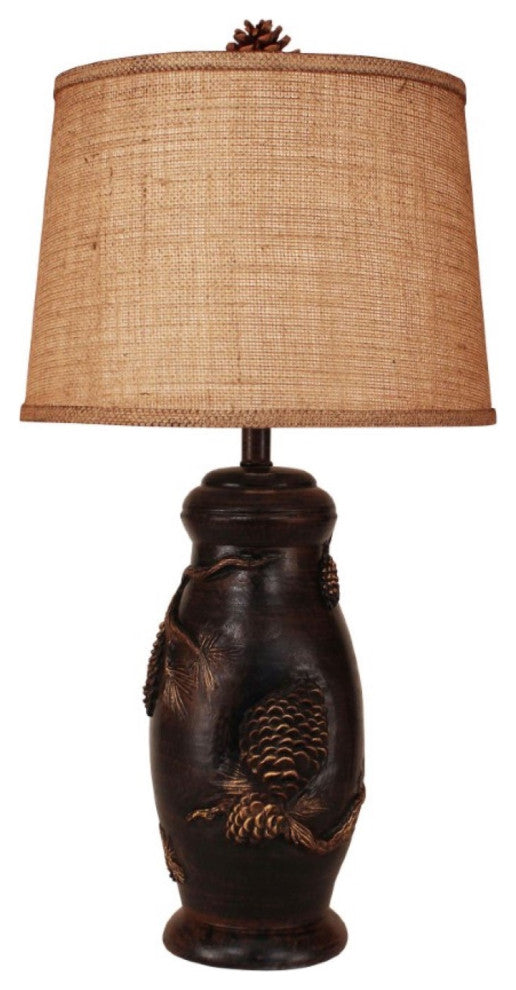 Burnt Sienna and Gold Pinecone Table Lamp