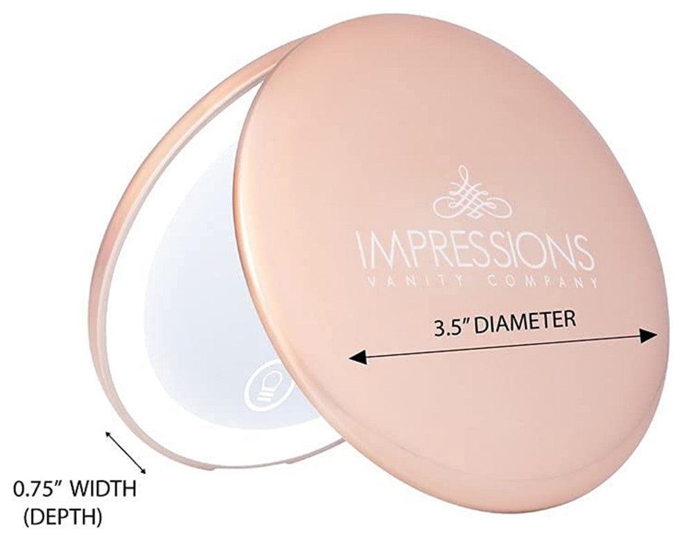Touch Mini Rechargeable LED Compact Mirror, Pearl Rose Gold