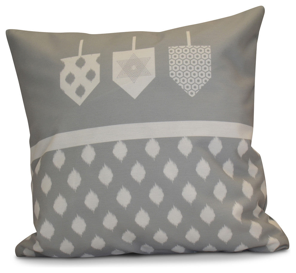 Decorative Holiday Pillow Geometric, Gray, 18"x18"
