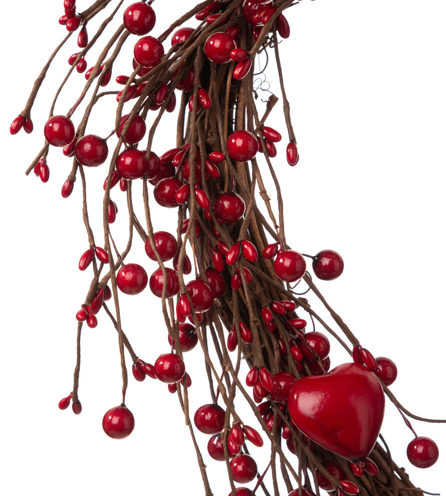 17"H Valentine's Berry Heart Wreath