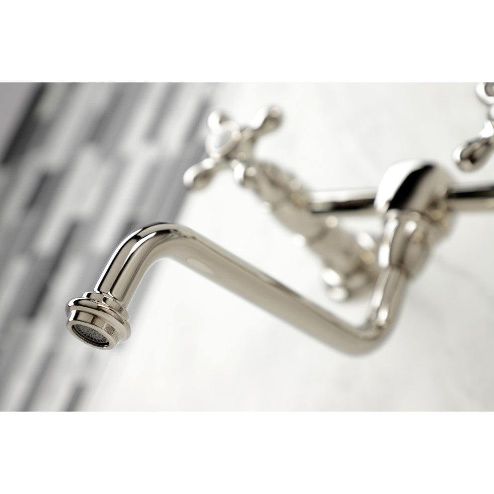 Kingston Brass KS1216AX Heritage Wall Mount Bathroom Faucet, Polished Nickel
