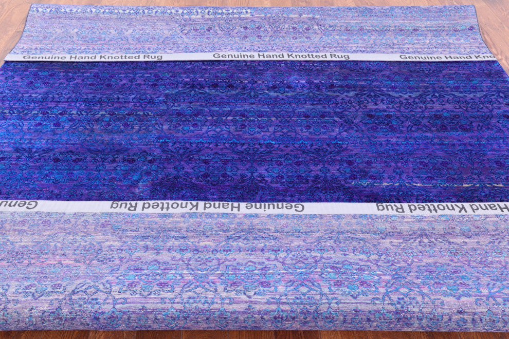 8' 0" X 9' 10" Persian Hand-Knotted Silk Rug Q5954