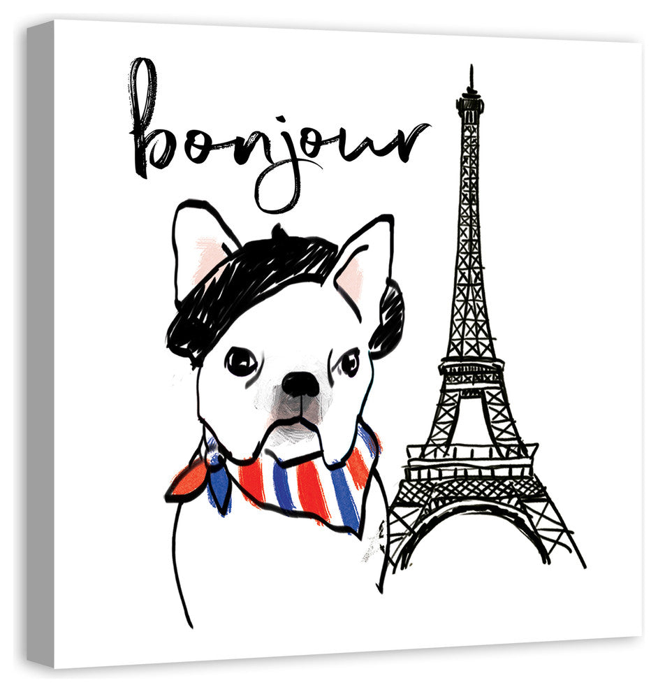Designs Direct Bonjour Frenchie Dog 30x30 Canvas Wall Art