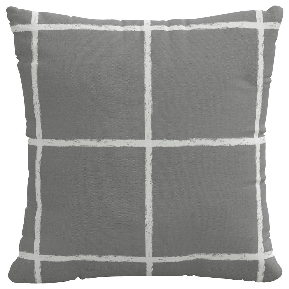 18" Decorative Pillow, Polyester Insert, Line Tattersall Flint