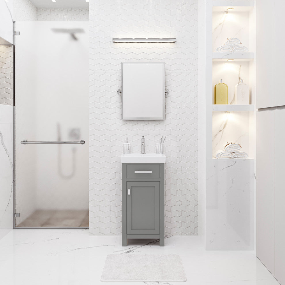 Mia 18 In. Integrated Ceramic Sink Top Vanity in Cashmere Grey with Faucet