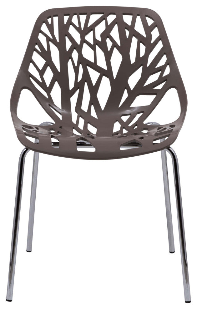 Leisuremod Asbury Stackable Dining Chair with Chome Legs, Taupe