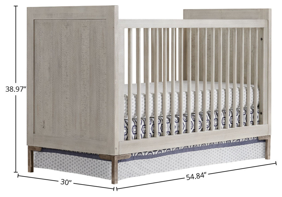 Beck 55"W Wood Cottage Crib, Gray