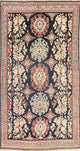 Consigned, Handmade Persian Antique Worn Out Oriental Area Rug, Blue, 8'10"X4'7"