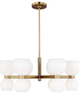Londyn Small Chandelier, Burnished Brass with Milk White Glass