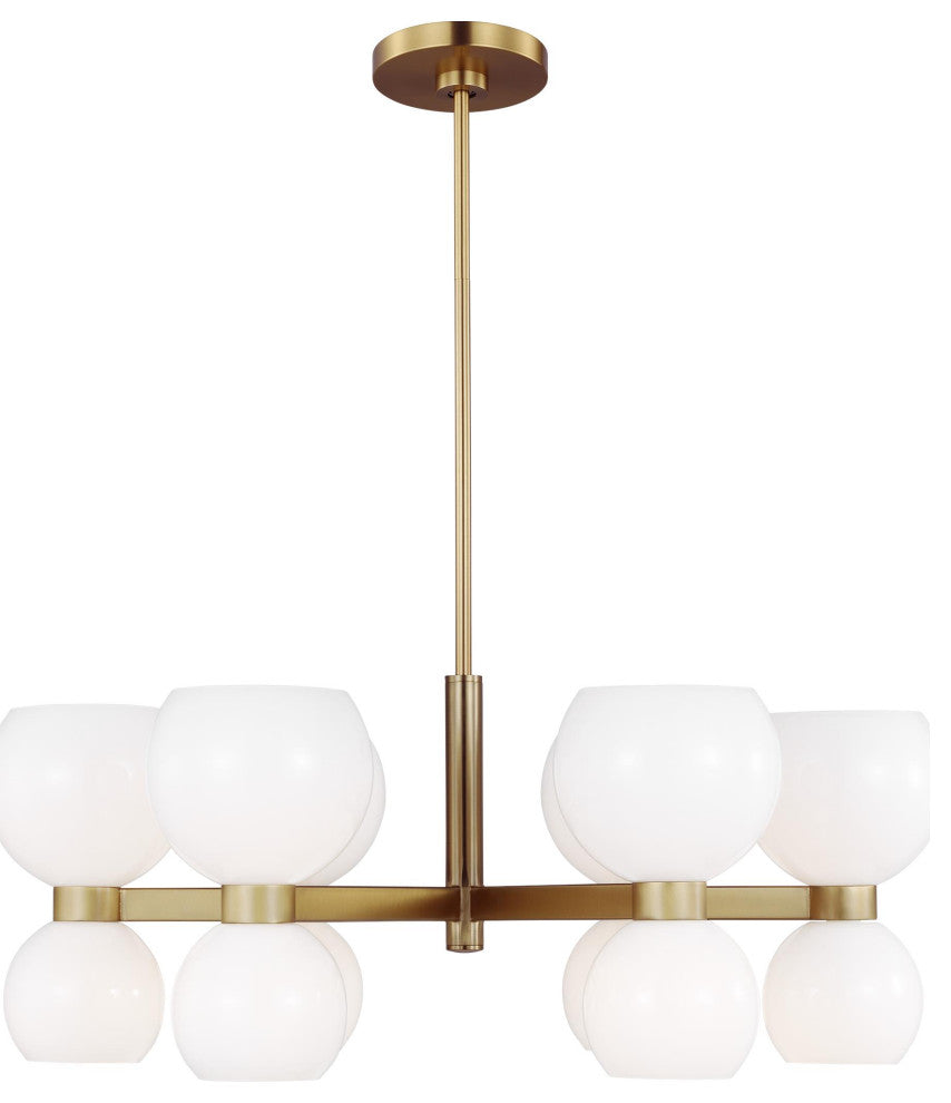 Londyn Small Chandelier, Burnished Brass with Milk White Glass