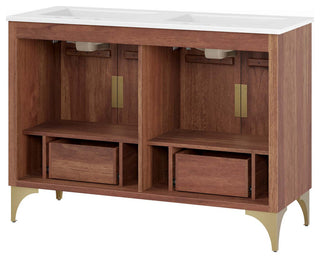 Daylight 48" Double Sink Bathroom Vanity, White Walnut