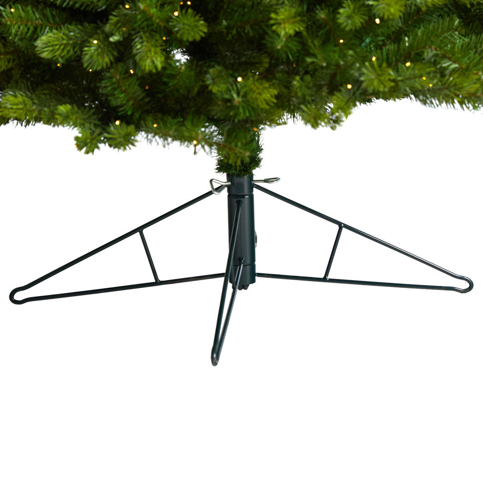 9.5' Slim Colorado Mountain Spruce Faux Xmas Tree W/ Lights & Bendable Branches