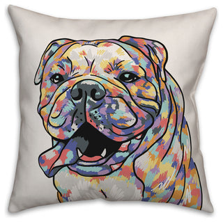 Watercolor Bulldog Throw Pillow Cover