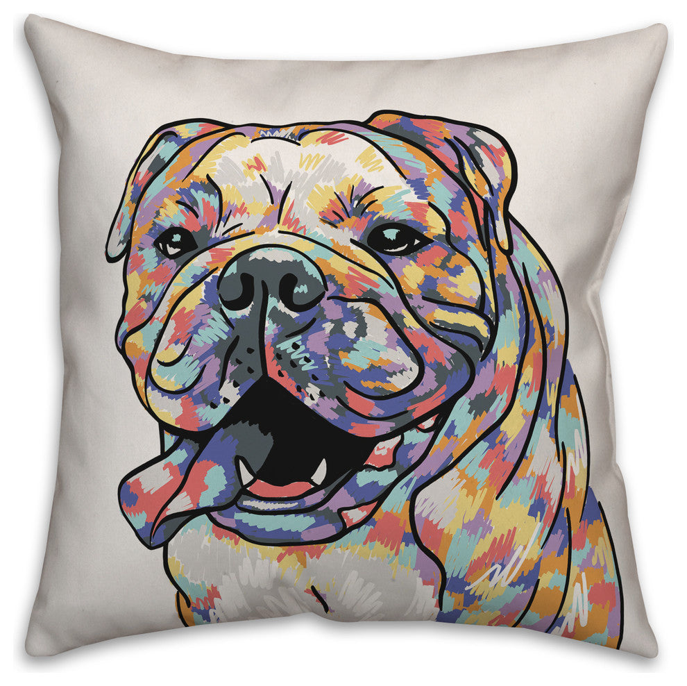 Watercolor Bulldog Throw Pillow Cover
