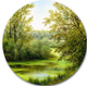 Green Summer Landscape, Round Wall Art, 11"