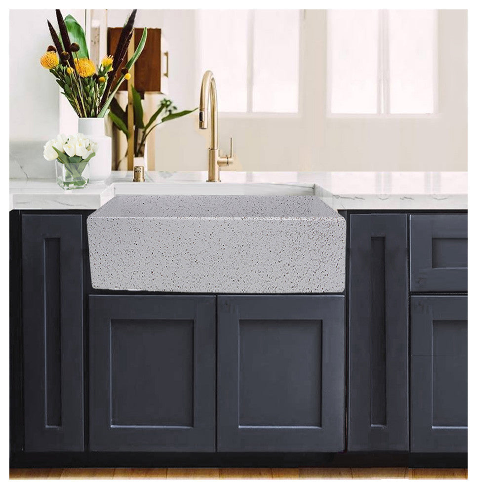 Nantucket Sinks Farmhouse Fireclay Sink, Pietra Sarda Finish, 30"