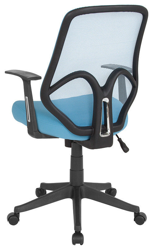 Salerno Series High Back Mesh Chair With Arms, Light Blue