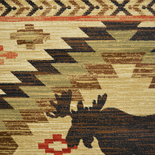 Lodge King High Country Multi Rustic Moose Area Rug, 2'3"x7'7"