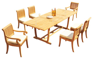 9-Piece Outdoor Teak Dining Patio Set: 94" Masc Rectangle Table, 8 Giva Chairs