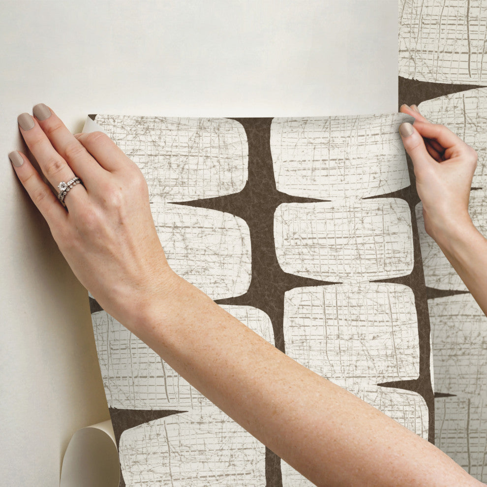 Mid, Century Beads Peel and Stick Wallpaper, Brown