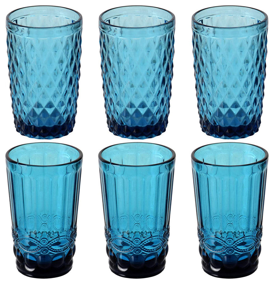 6 Blue Glass Tumblers