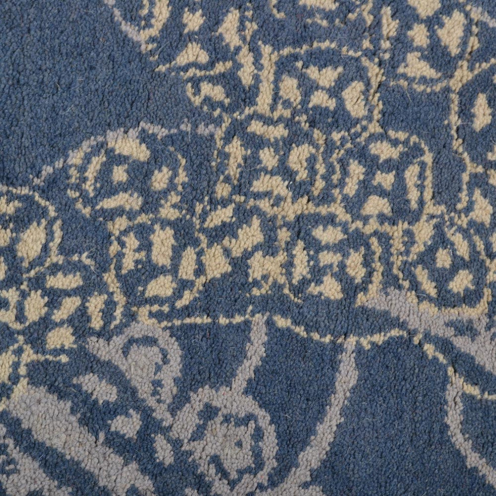 HAND TUFTED WOOL ECO-FRIENDLY AREA RUGS - Blue&Beige, Contemporary Design