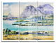 "Watercolor Blue Hills" Glossy Metal Wall Art, 3 Panels, 36"x28"
