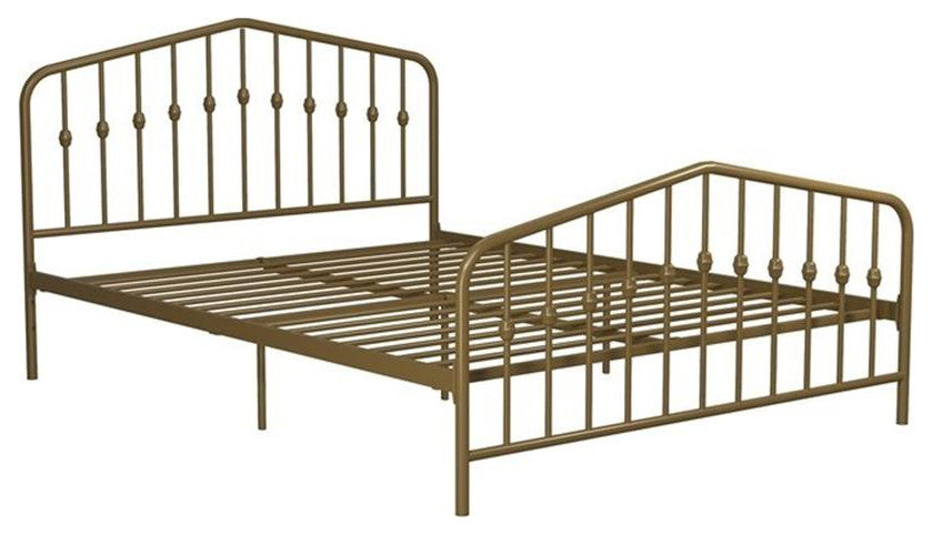 Novogratz Bushwick Full Adjustable Metal Bed in Gold