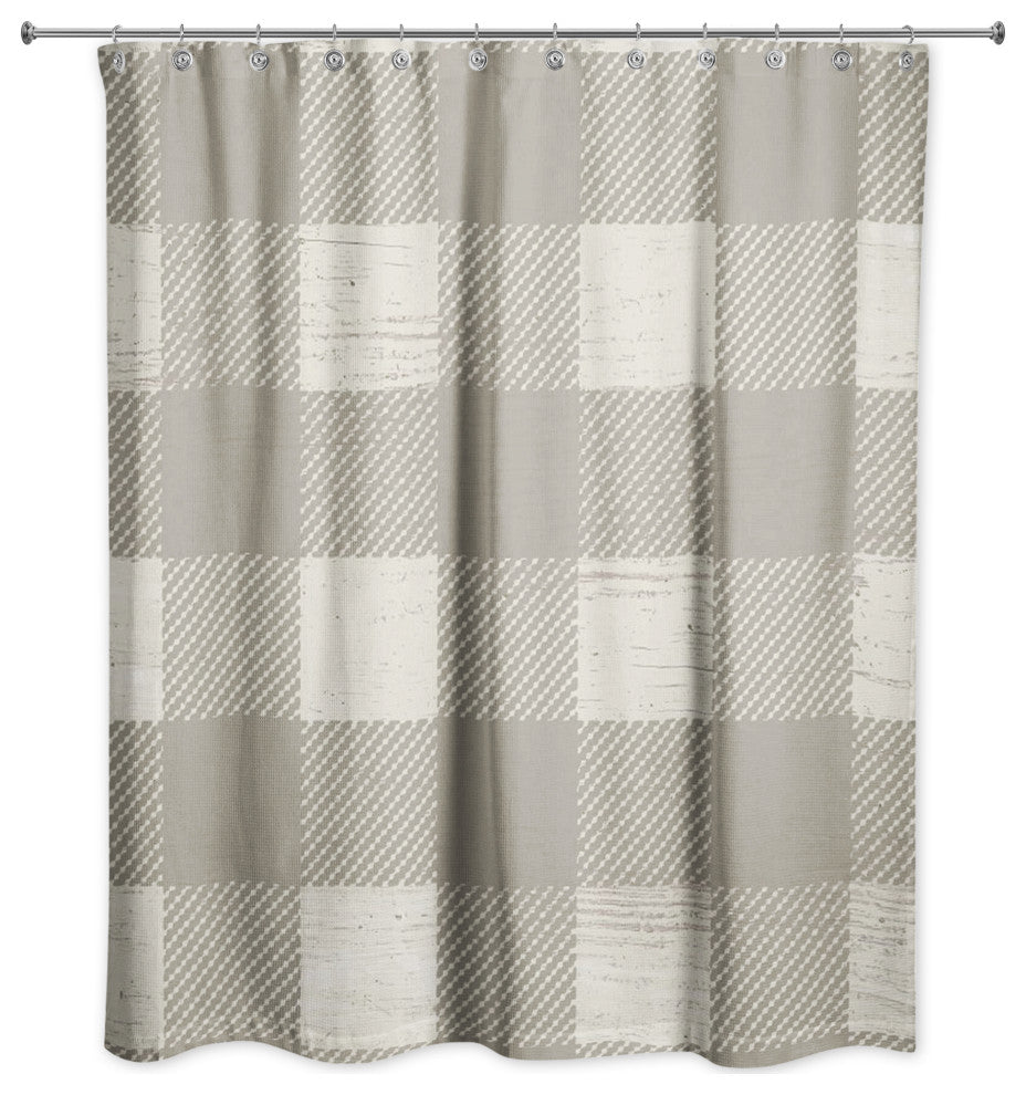Taupe Buffalo Check 71x74 Shower Curtain
