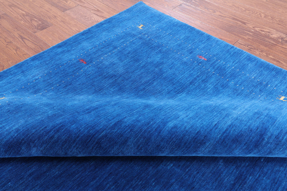 7' Square Hand Knotted Persian Gabbeh Rug Q6988