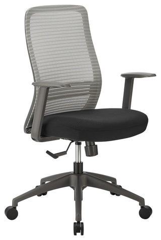 Kasper Mid-Back Office Chair, Grey Mesh Back and Black Fabric Seat