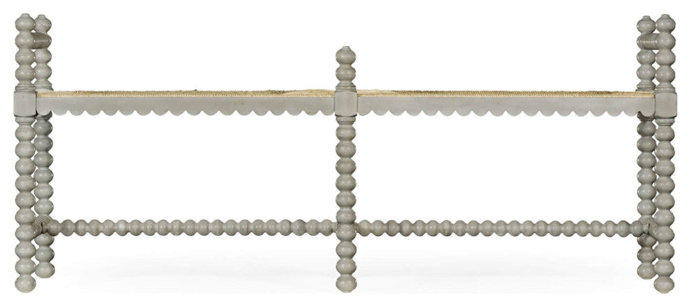 Jacobean Style Grey Painted Bench