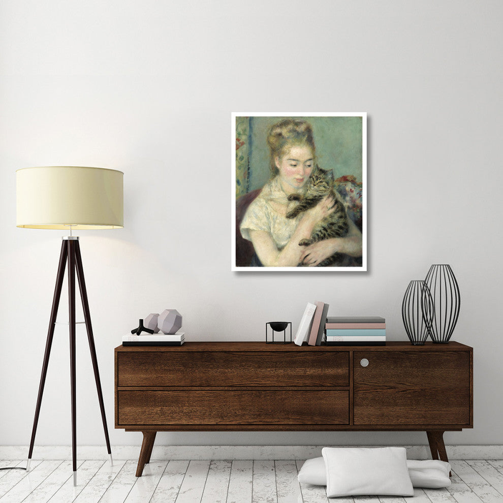 "Woman with a Cat" Digital Paper Print by Pierre-Auguste Renoir, 32"x38"