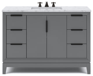 Elizabeth 48" Single Sink Carrara White Marble Vanity, Cashmere Gray