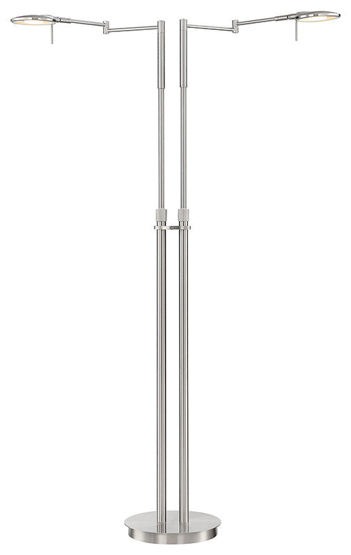 Dessau Turbo Double Swing-Arm LED Floor Lamp, Satin Nickel