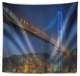 Bosphorus Bridge at Night Istanbul Landscape Wall Tapestry, 60"x50"