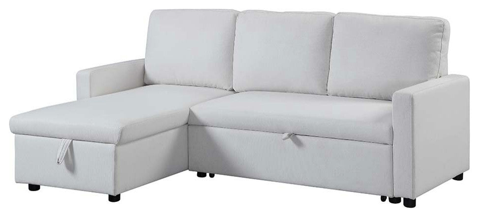 Acme Hiltons Sleeper Sectional Sofa With Storage White Fabric