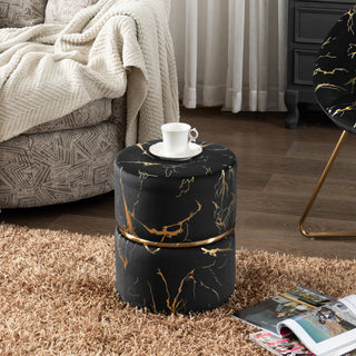 Luxury Hot Stamped Velvet Ottoman, Black