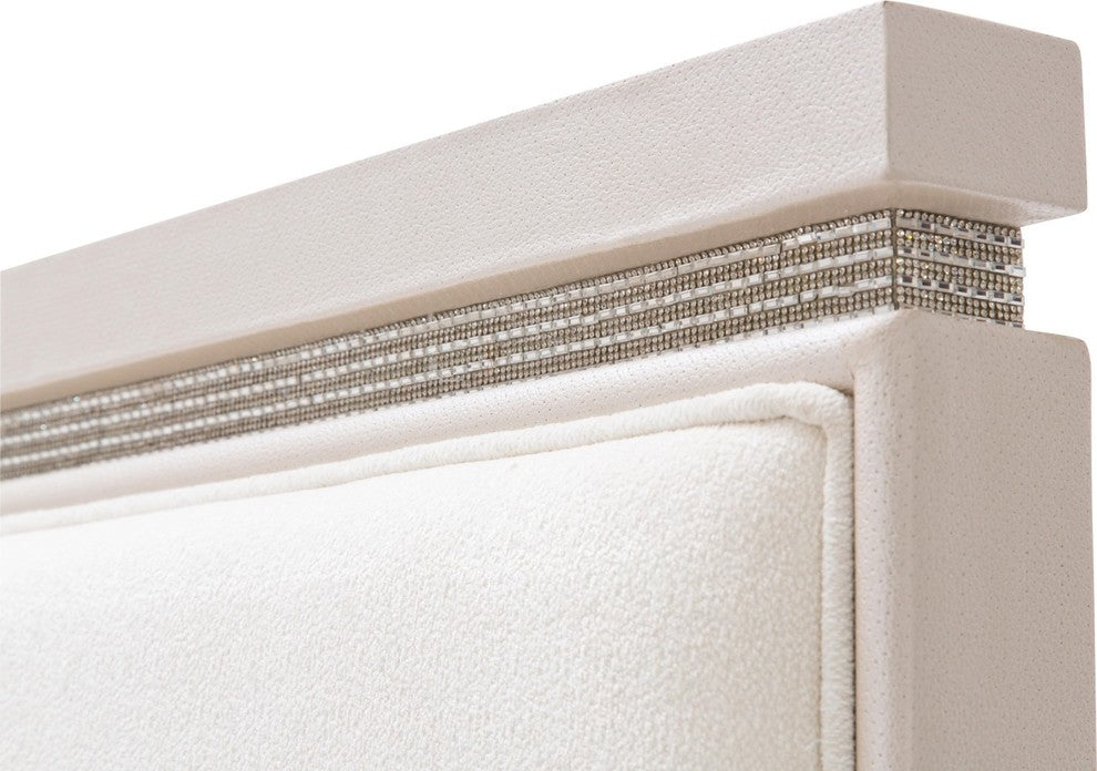 AICO Glimmering Heights Cal King Upholstered Bed, Ivory 9011000CK-111