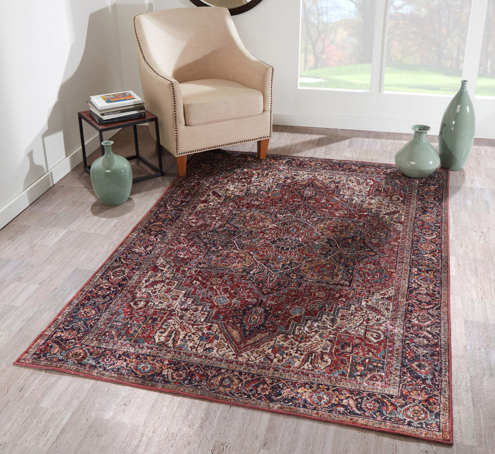 Momeni Karachi Polyester Burgundy Area Rug 5'x8'