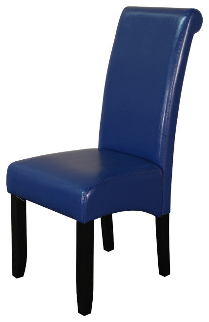 Milan Faux Leather Blue Dining Chairs, Set of 2, Blue