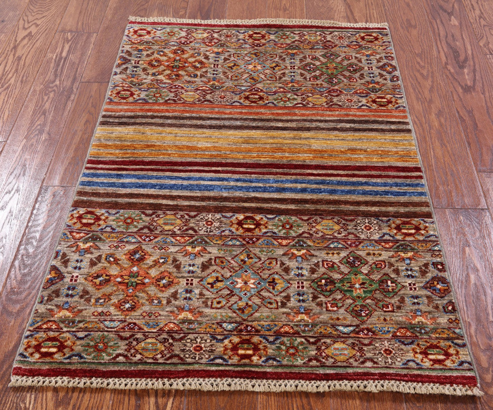 2' 7" X 3' 10" Khorjin Super Kazak Hand Knotted Wool Rug Q7478