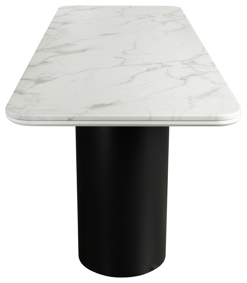 Balmain Marble Top Dining Set for 8, Off White Chairs