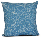 18x18", Olena, Floral Print Pillow, Blue